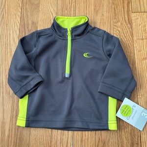 Carter's Baby Boys Gray and Neon Green Quarter Zip Pullover - Size 3 Months